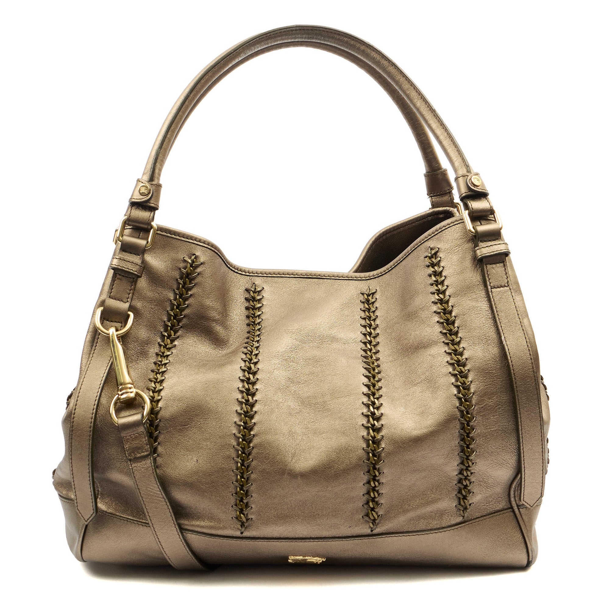 Burberry Tote Shoulder Bag in Metallic, Leather — Alternate View 7