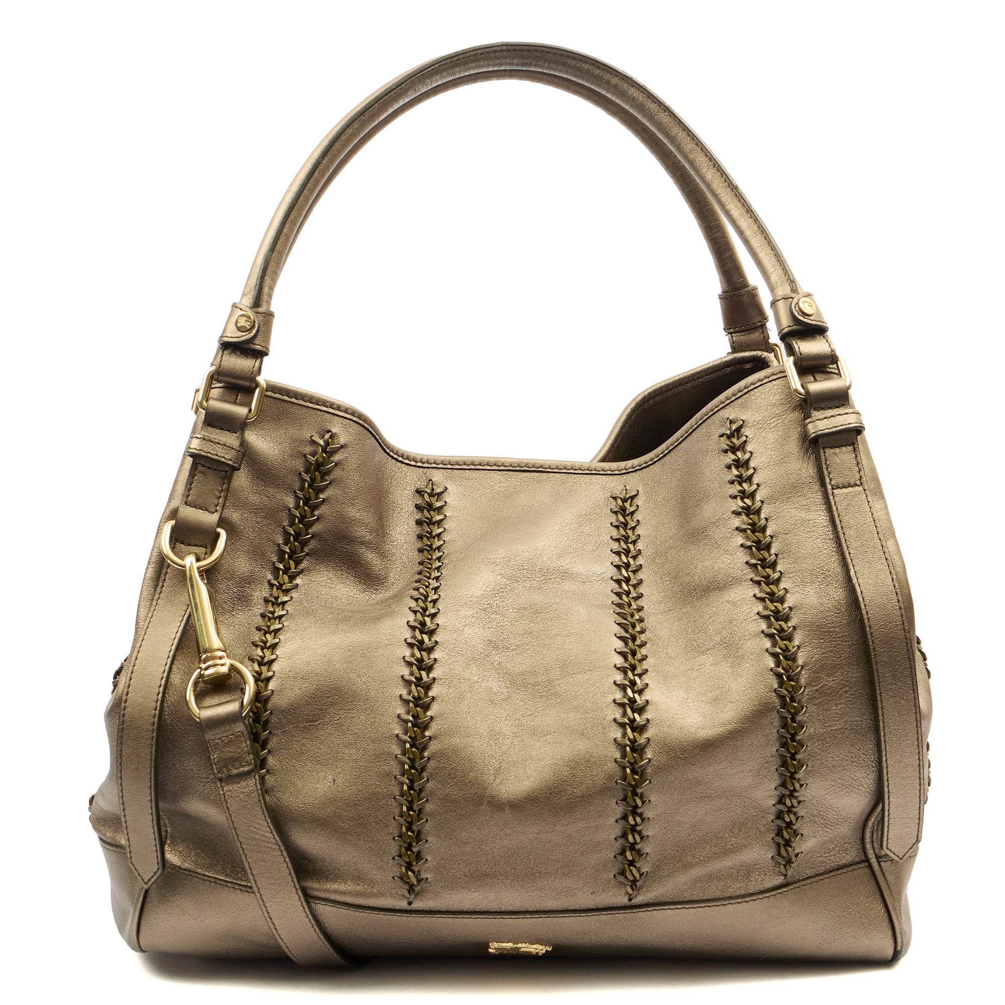 Burberry Tote Shoulder Bag in Metallic, Leather — Alternate View 7