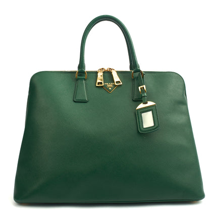 Prada Tote Lux Tote in Green, Saffiano Leather — Front View