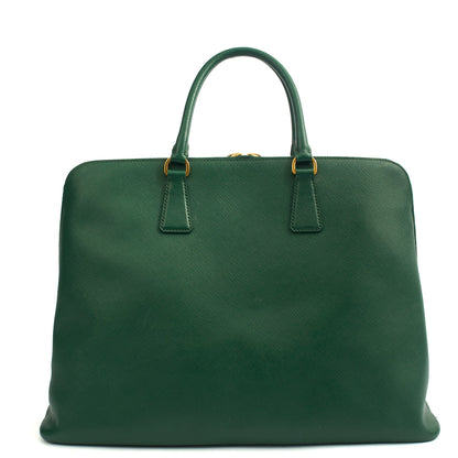 Prada Tote Lux Tote in Green, Saffiano Leather — Back View