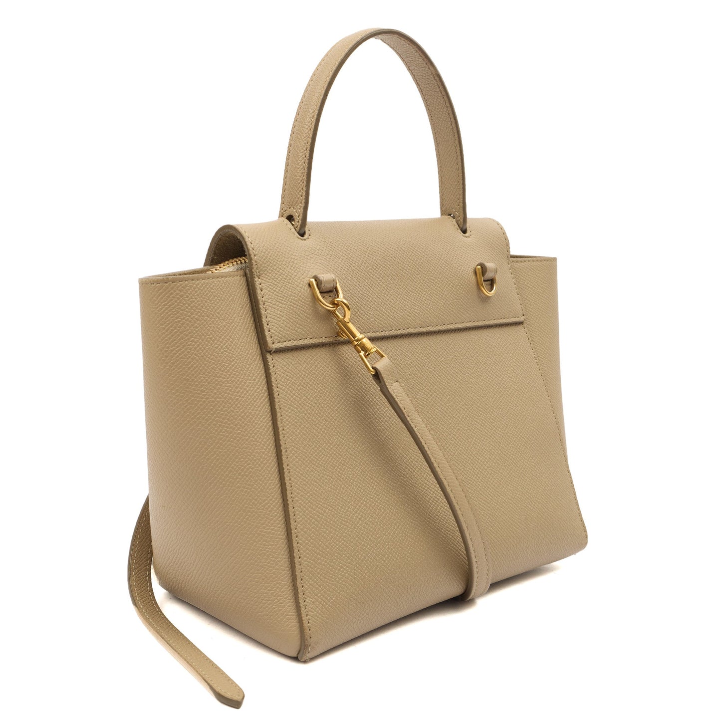 Celine Top Handle Belt Bag Mini in Cream, Box Calfskin — Top View