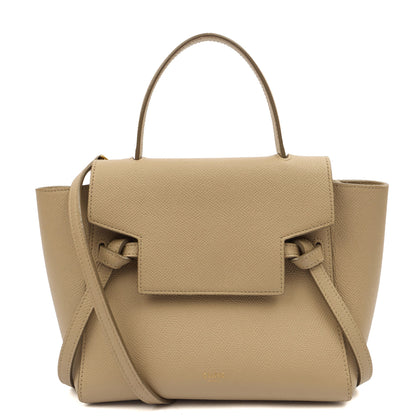 Celine Top Handle Belt Bag Mini in Cream, Box Calfskin — Front View