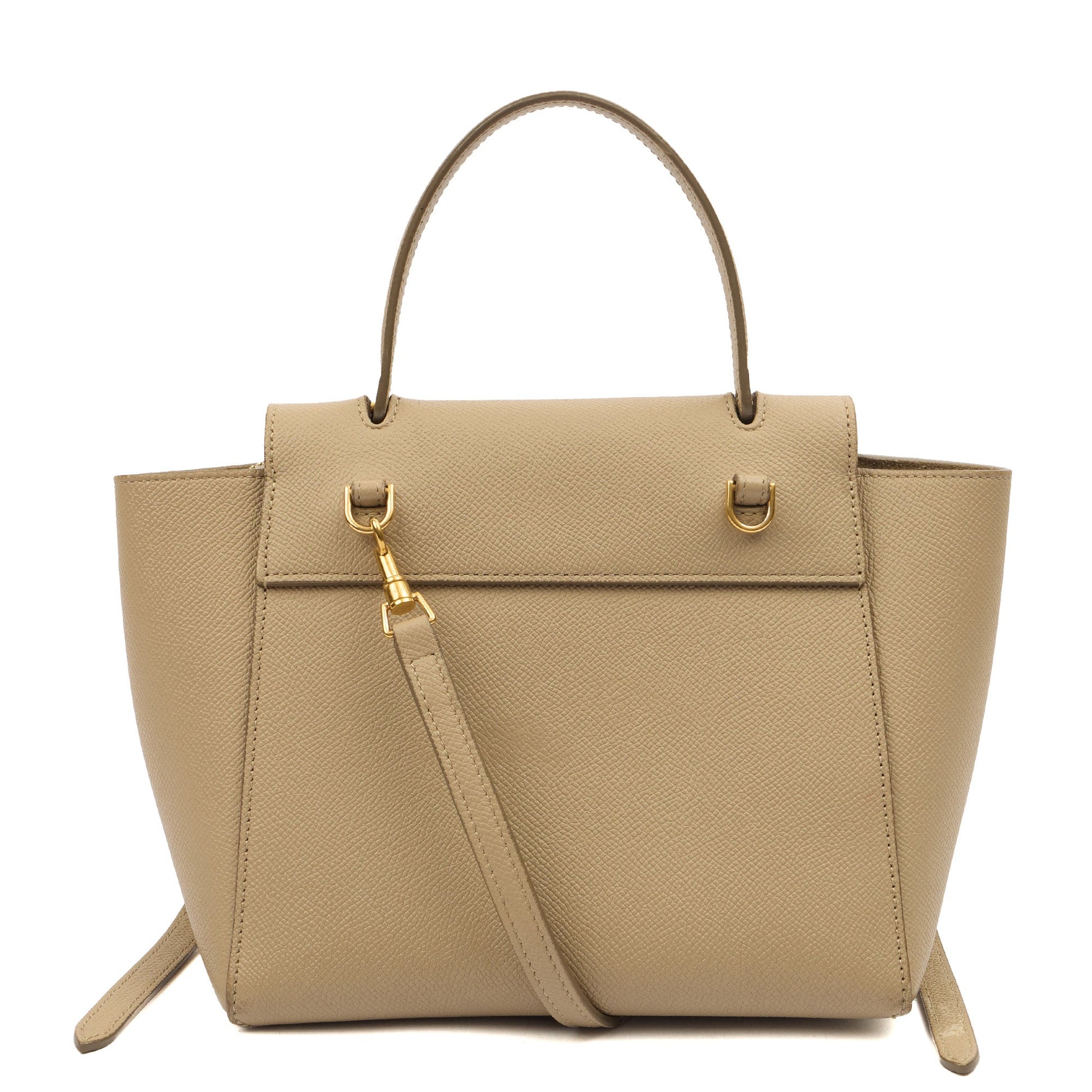 Celine Top Handle Belt Bag Mini in Cream, Box Calfskin — Detail View