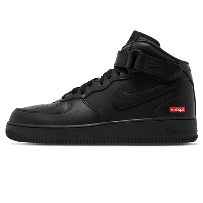 Supreme x Air Force 1 Mid 'Box Logo - Triple Black' — UK 3 | EU 35.5 | US 3.5 — Front View