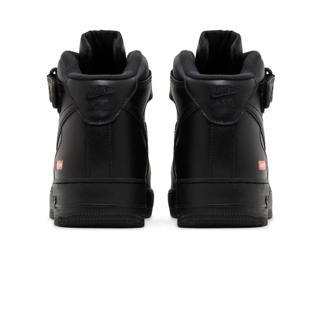 Supreme x Air Force 1 Mid 'Box Logo - Triple Black' — UK 3 | EU 35.5 | US 3.5 — Side View