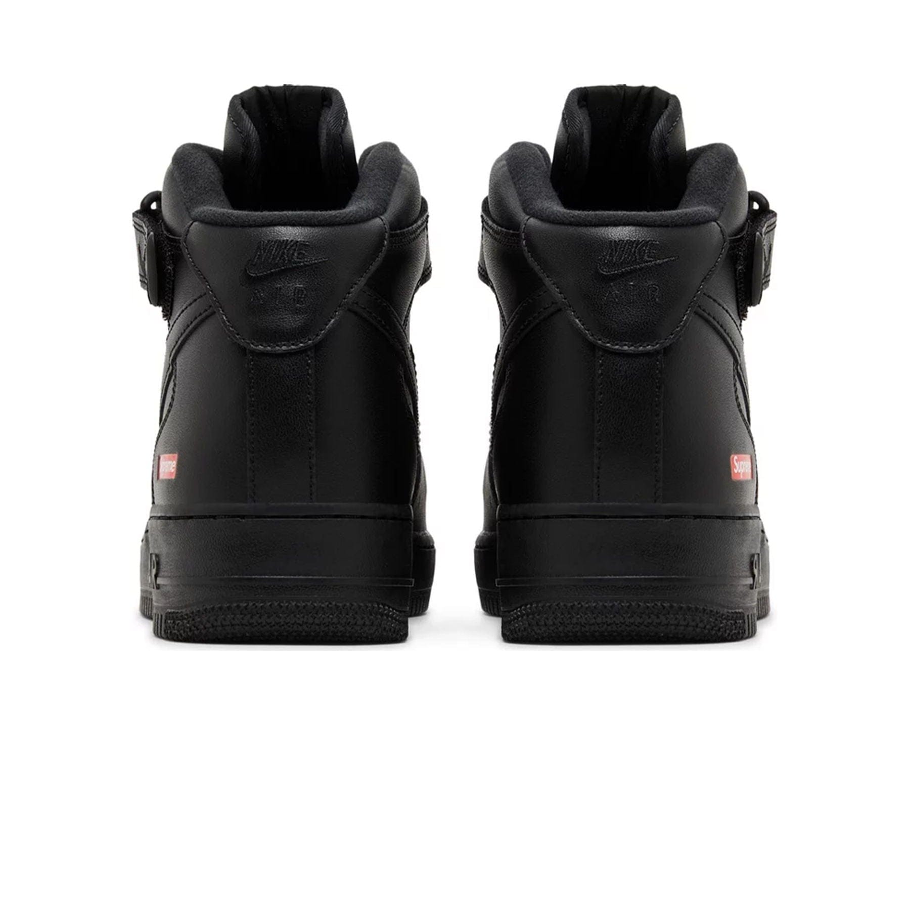Supreme x Air Force 1 Mid 'Box Logo - Triple Black' — UK 3 | EU 35.5 | US 3.5 — Side View