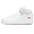 Supreme x Air Force 1 Mid 'Box Logo - Triple White' — UK 3 | EU 35.5 | US 3.5 — Front View