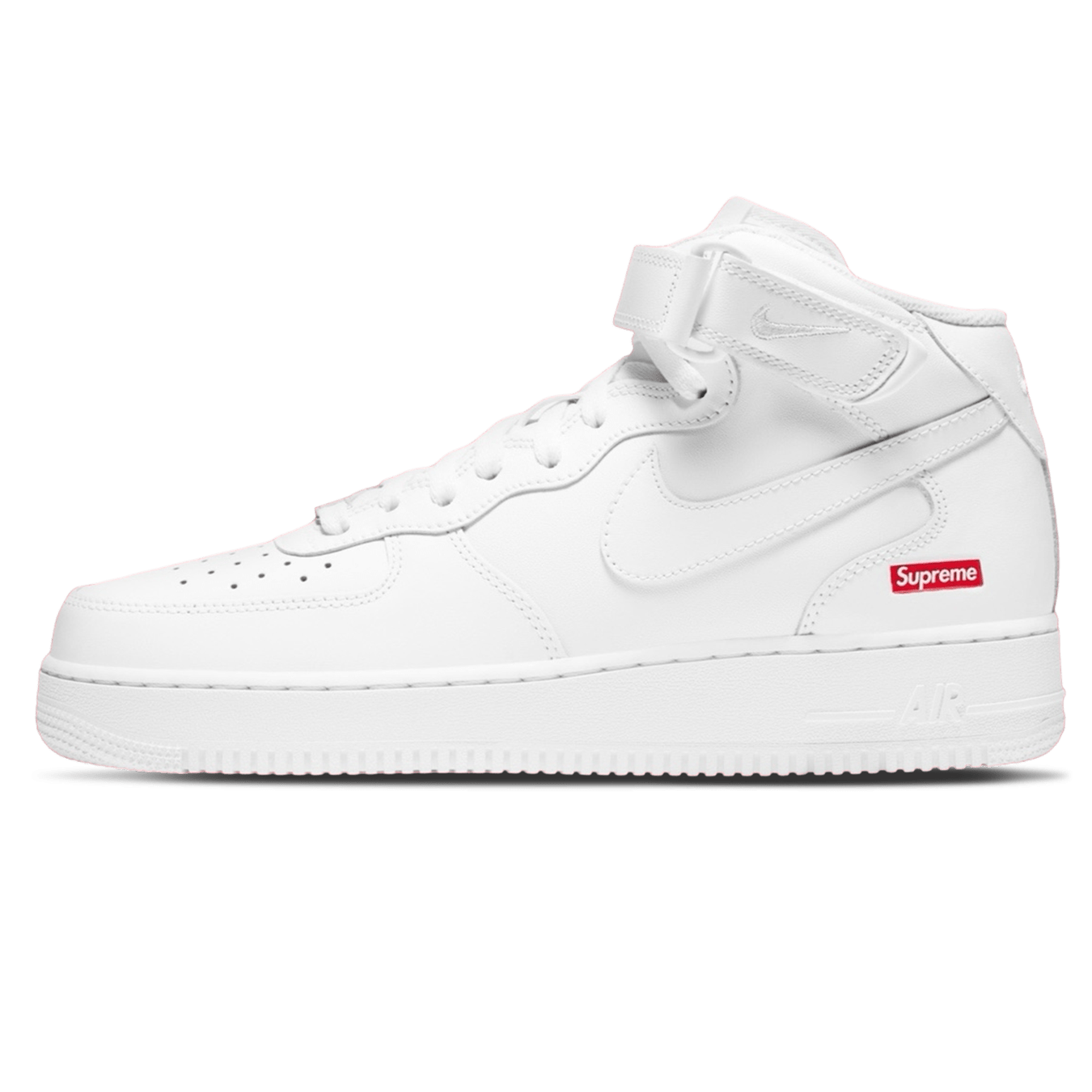 Supreme x Air Force 1 Mid 'Box Logo - Triple White' — UK 3 | EU 35.5 | US 3.5 — Front View