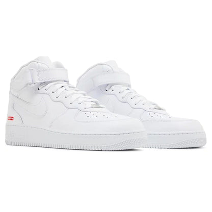 Supreme x Air Force 1 Mid 'Box Logo - Triple White' — UK 3 | EU 35.5 | US 3.5 — Back View