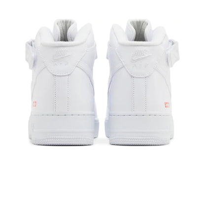 Supreme x Air Force 1 Mid 'Box Logo - Triple White' — UK 3 | EU 35.5 | US 3.5 — Top View