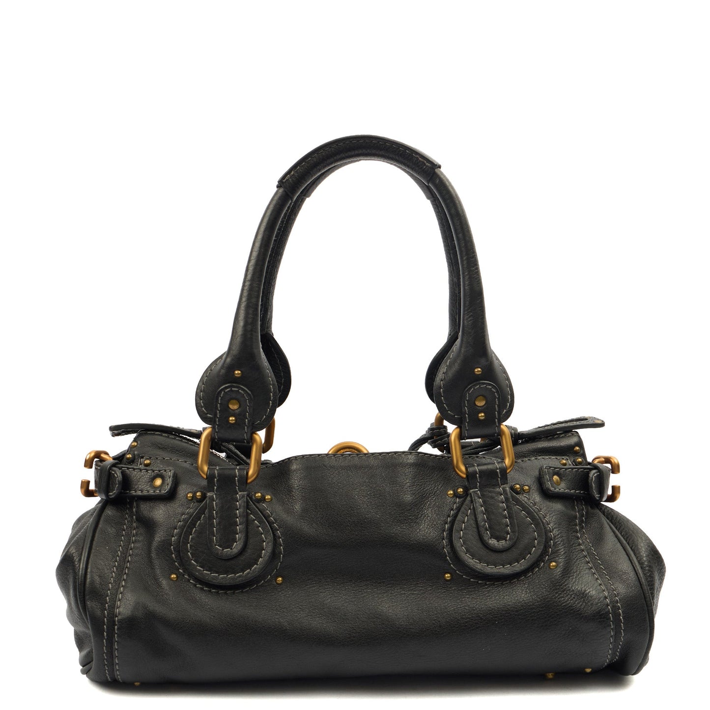 Chloe Shoulder Bag Paddington in Black, Calfskin Leather — Back View