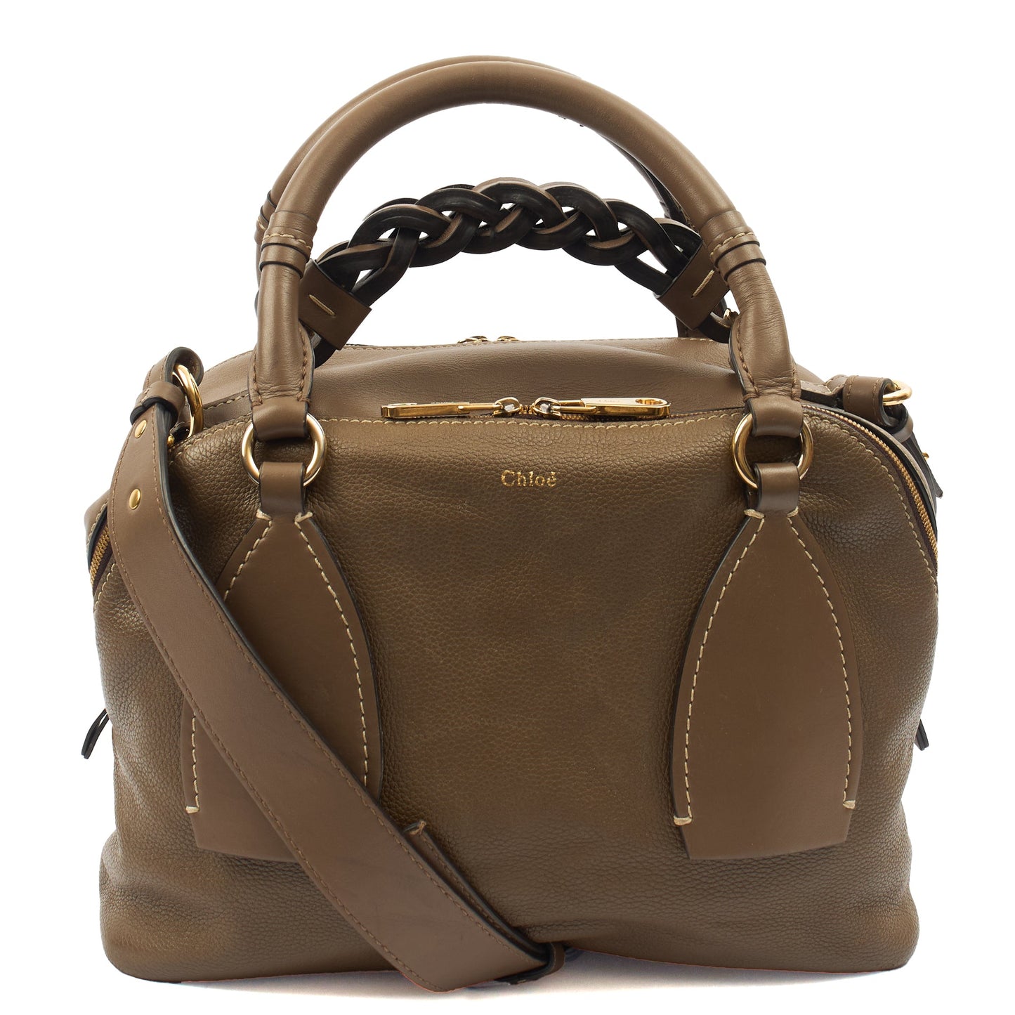 Chloe Top Handle Daria - Medium in Brown, Leather — Front View