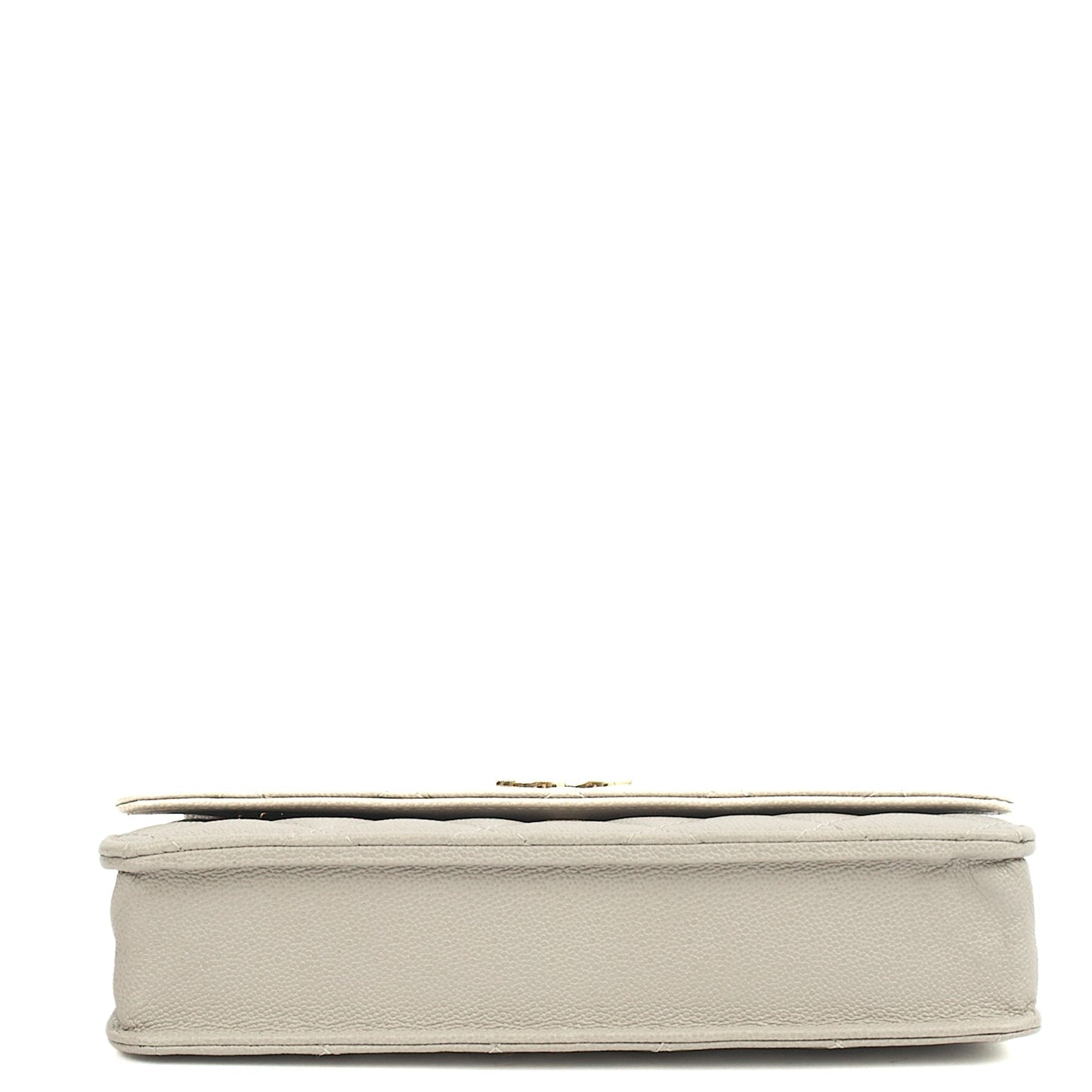 Chanel Cross Body Wallet on Chain in Grey, Caviar Leather (GHW) — Top View