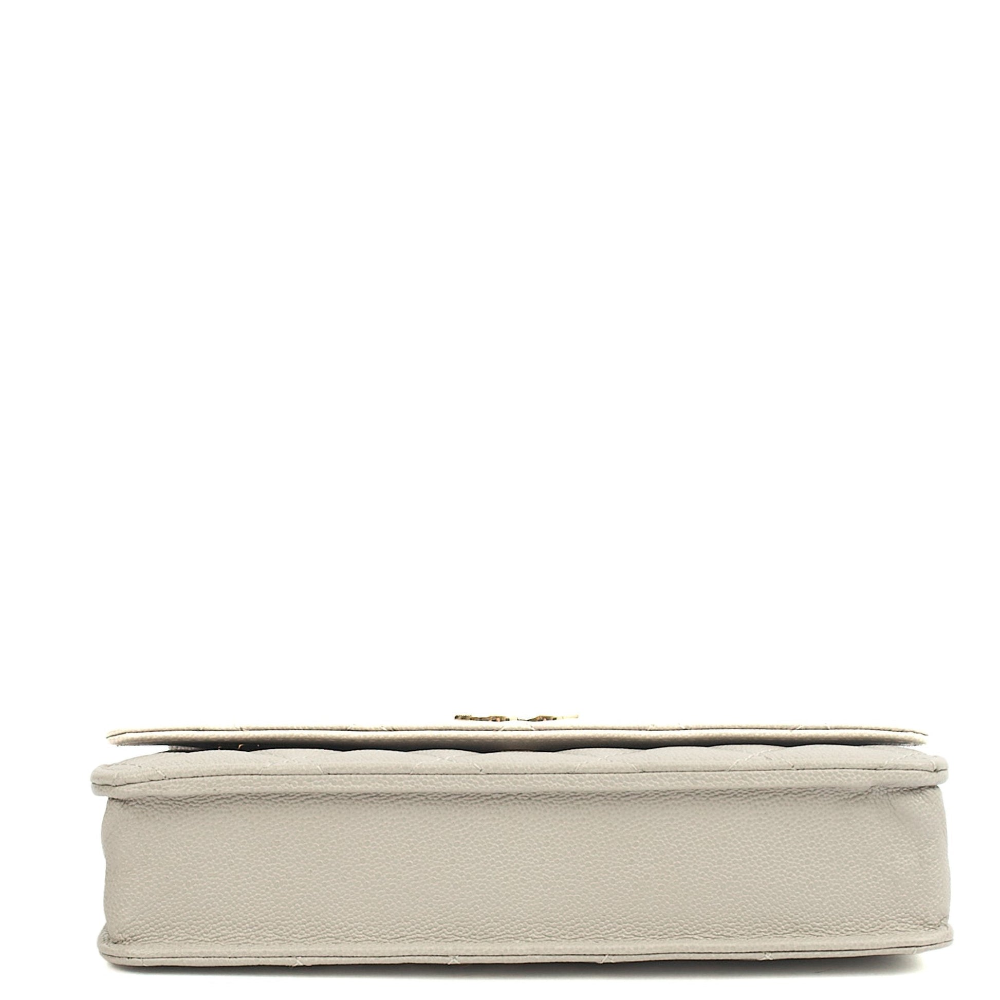 Chanel Cross Body Wallet on Chain in Grey, Caviar Leather (GHW) — Top View