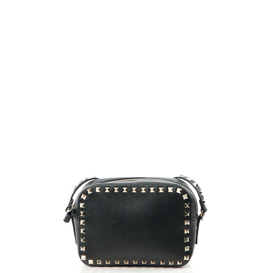 Valentino Cross Body Rockstud Crossbody Bag - Small in Black, Calfskin — Front View