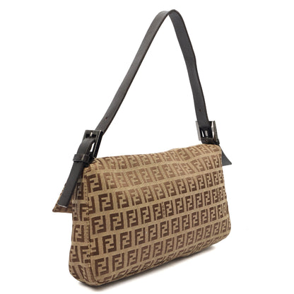 Fendi Shoulder Bag Baguette in Zucca FF, Canvas — Side View