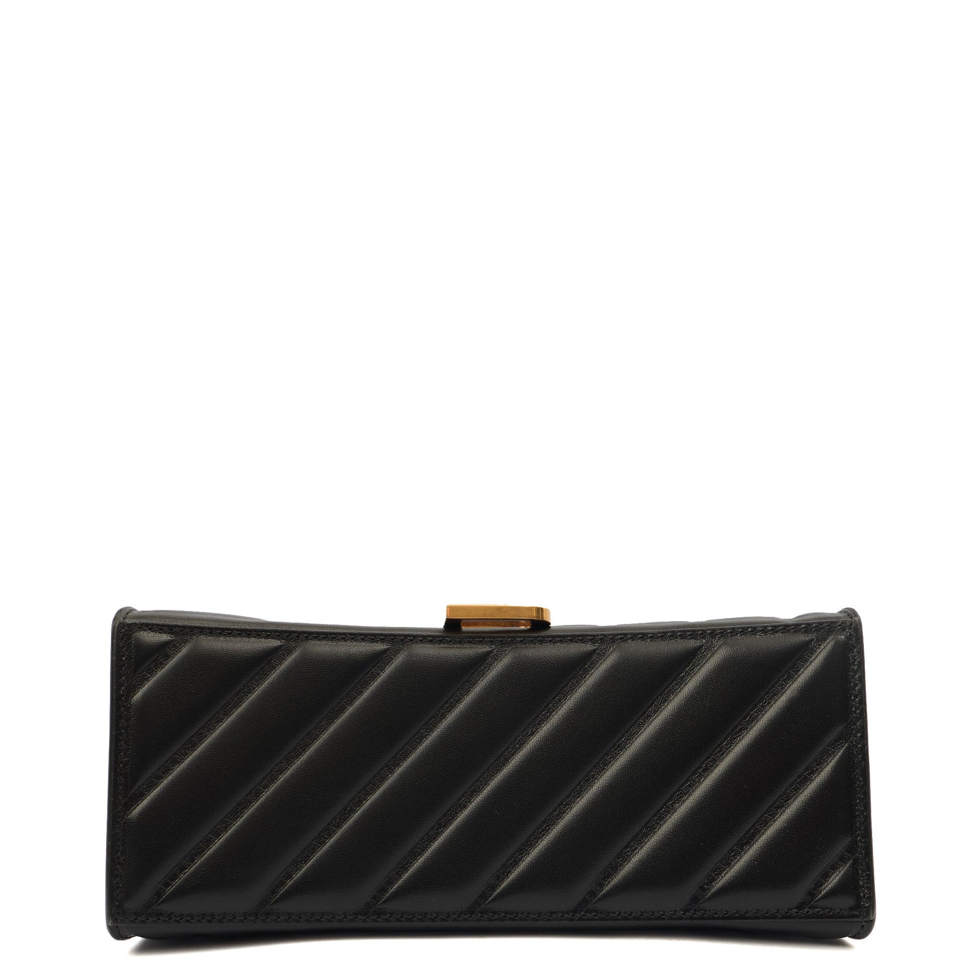 Balenciaga Top Handle Hourglass Top Handle Small in Black, Veau (Calfskin) — Detail View