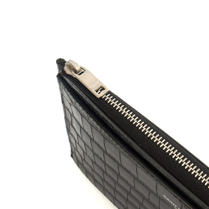 Saint Laurent Clutch Belle De Jour Clutch in Black, Calfskin Leather — Top View