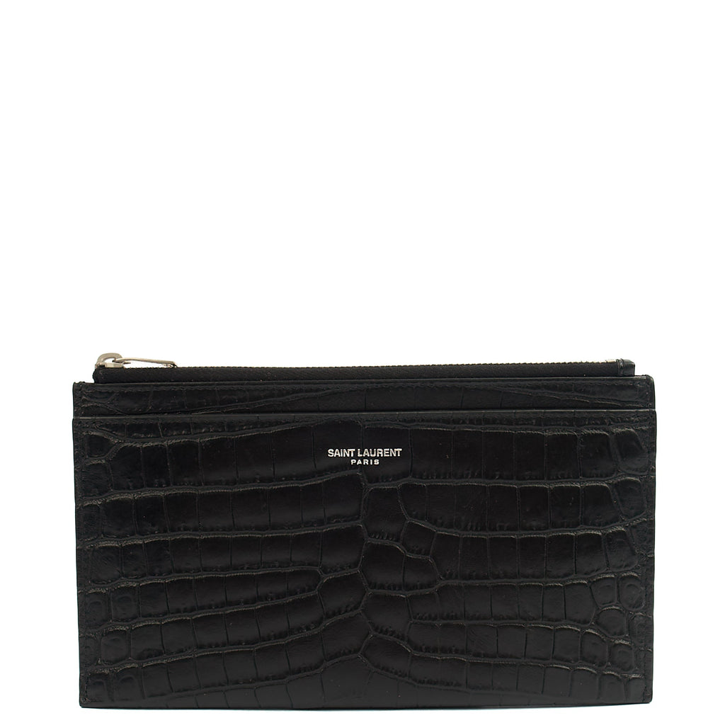 Saint Laurent Clutch Belle De Jour Clutch in Black, Calfskin Leather — Front View