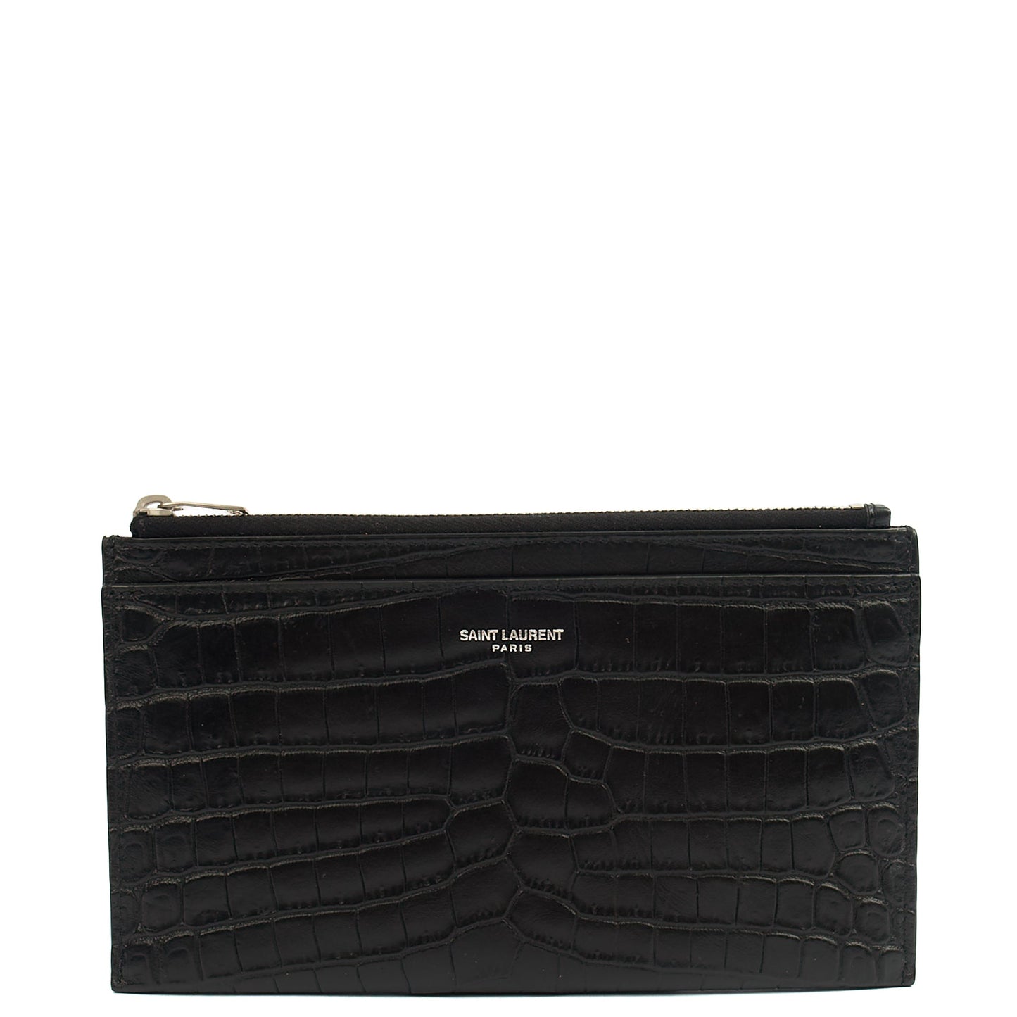 Saint Laurent Clutch Belle De Jour Clutch in Black, Calfskin Leather — Front View