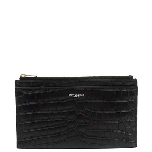 Saint Laurent Clutch Belle De Jour Clutch in Black, Calfskin Leather — Front View