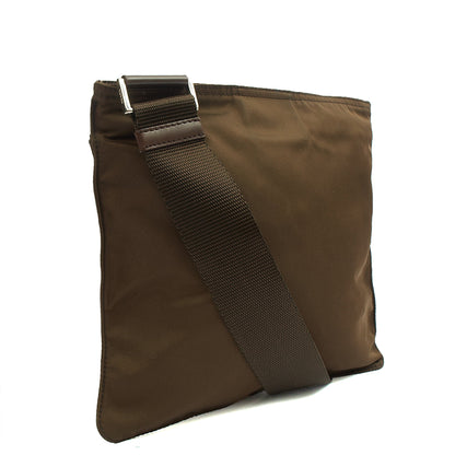 Prada Cross Body Nylon Messenger in Green, Nylon — Back View