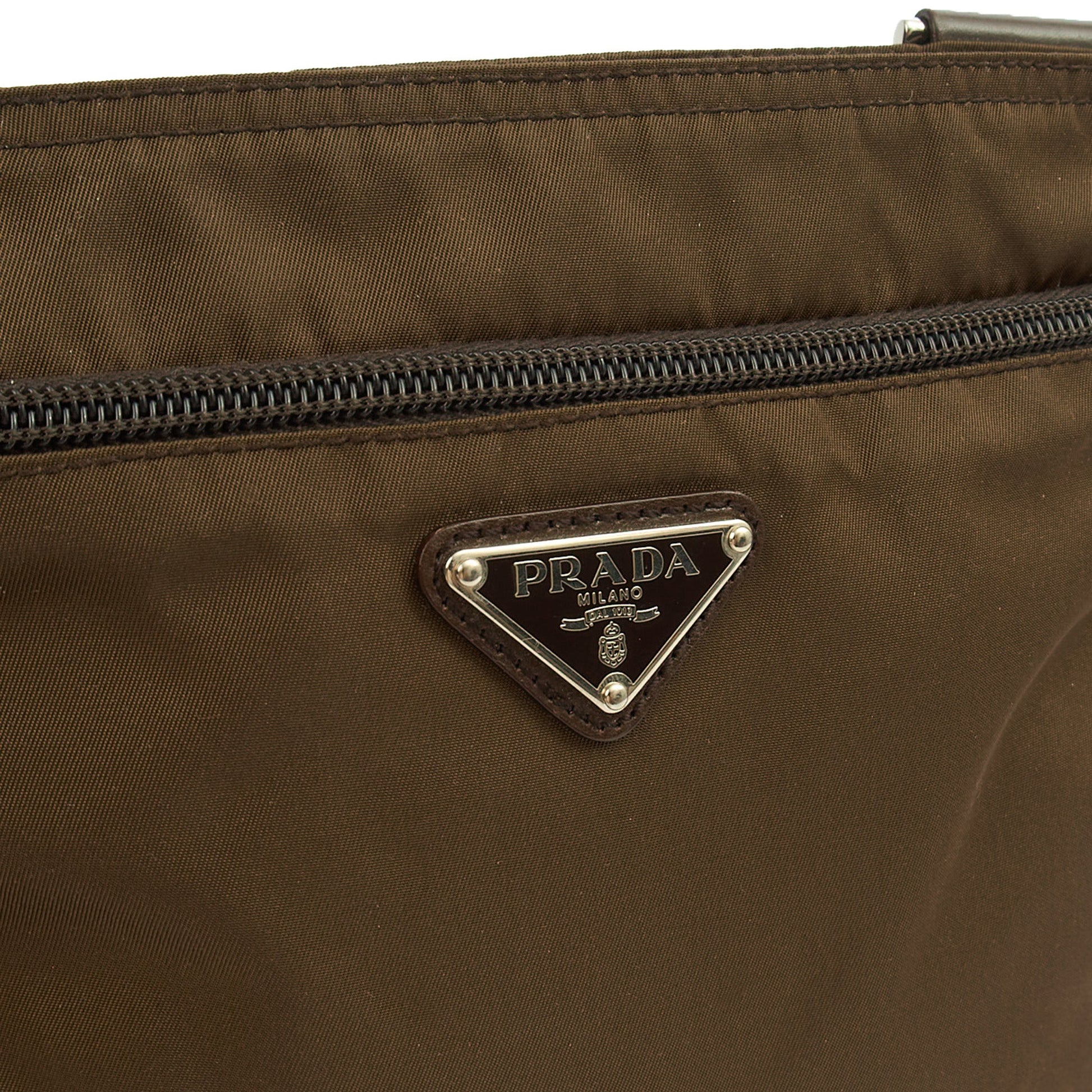Prada Cross Body Nylon Messenger in Green, Nylon — Lifestyle View