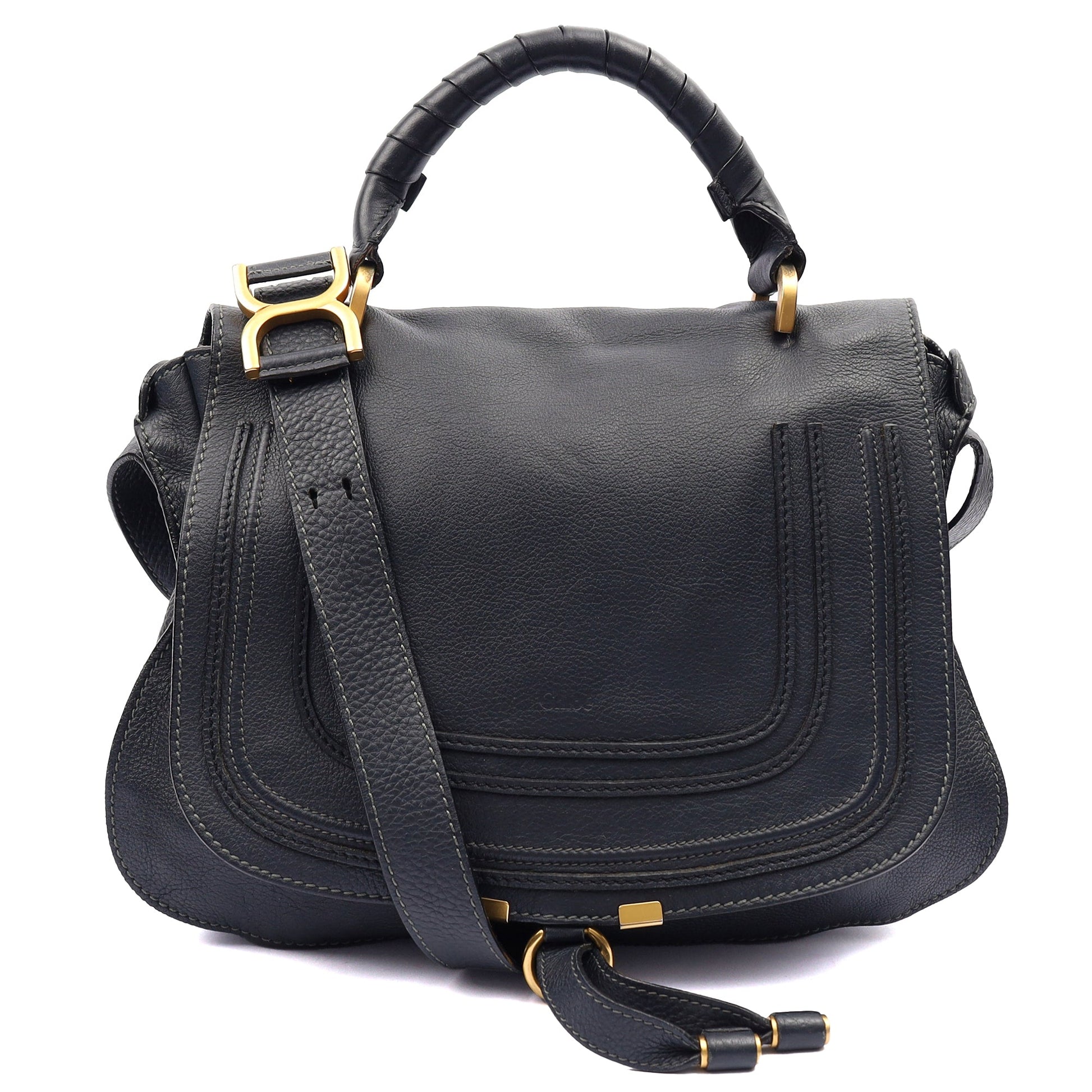 Chloe Tote Marcie Satchel in Blue, Calfskin Leather — Alternate View 13