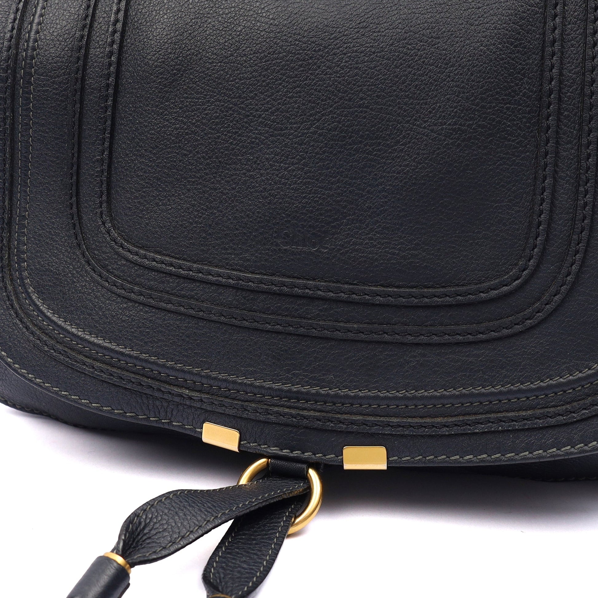 Chloe Tote Marcie Satchel in Blue, Calfskin Leather — Lifestyle View