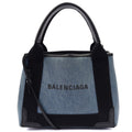Balenciaga Mini Bag Cabas  in Blue, Fabric — Front View