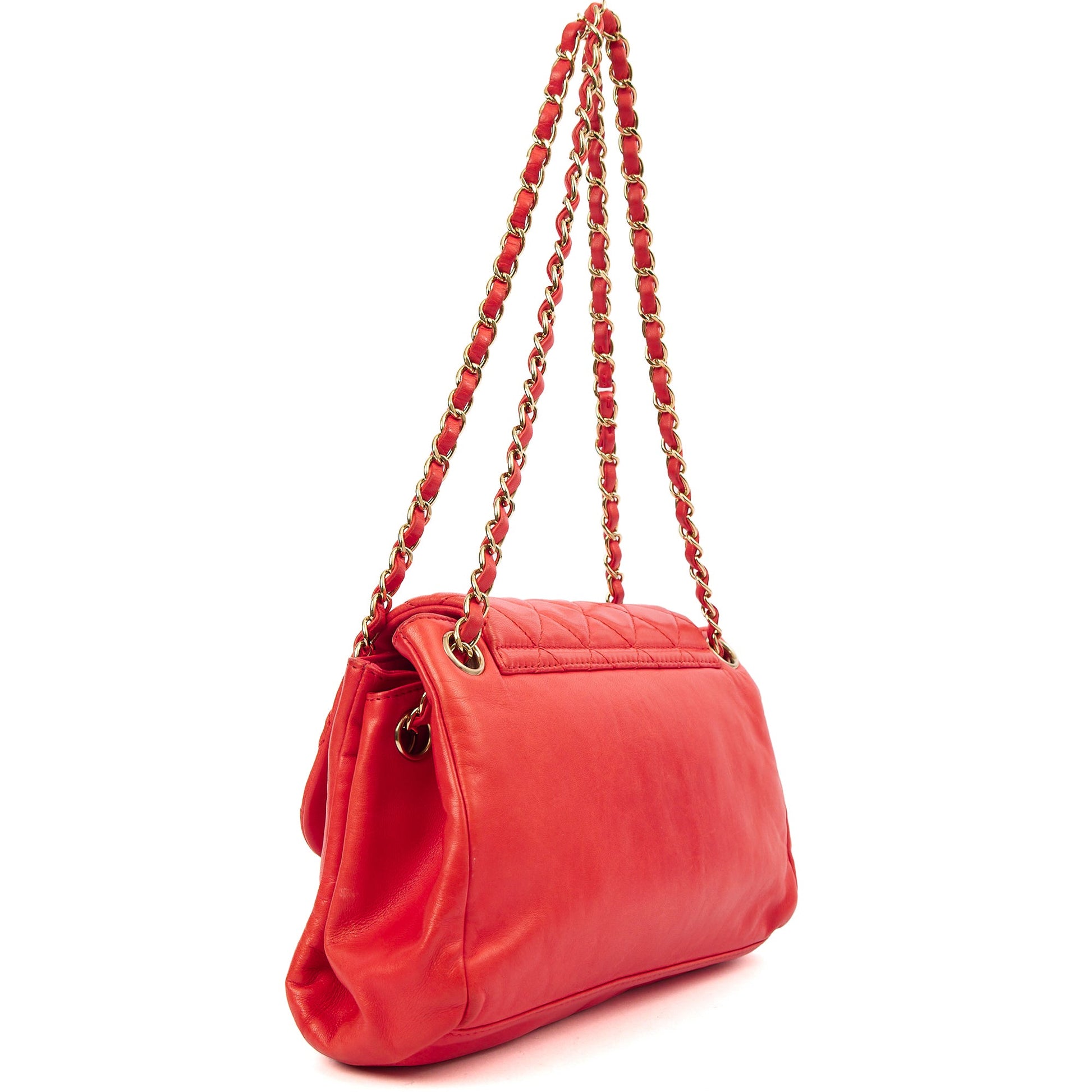 Chanel Shoulder Bag Reissue Accordion Flap in Red, Lambskin Leather — Top View