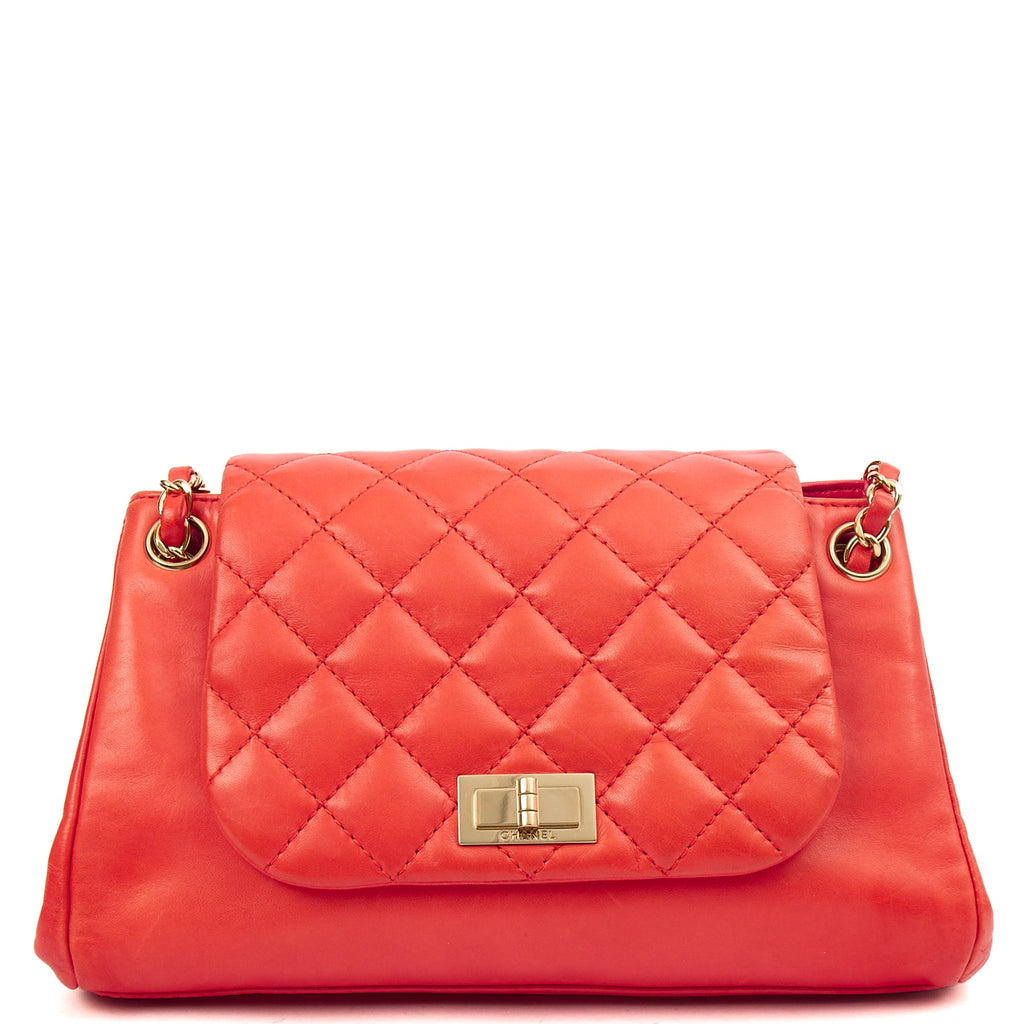 Chanel Shoulder Bag Reissue Accordion Flap in Red, Lambskin Leather — Front View