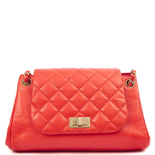 Chanel Shoulder Bag Reissue Accordion Flap in Red, Lambskin Leather — Front View