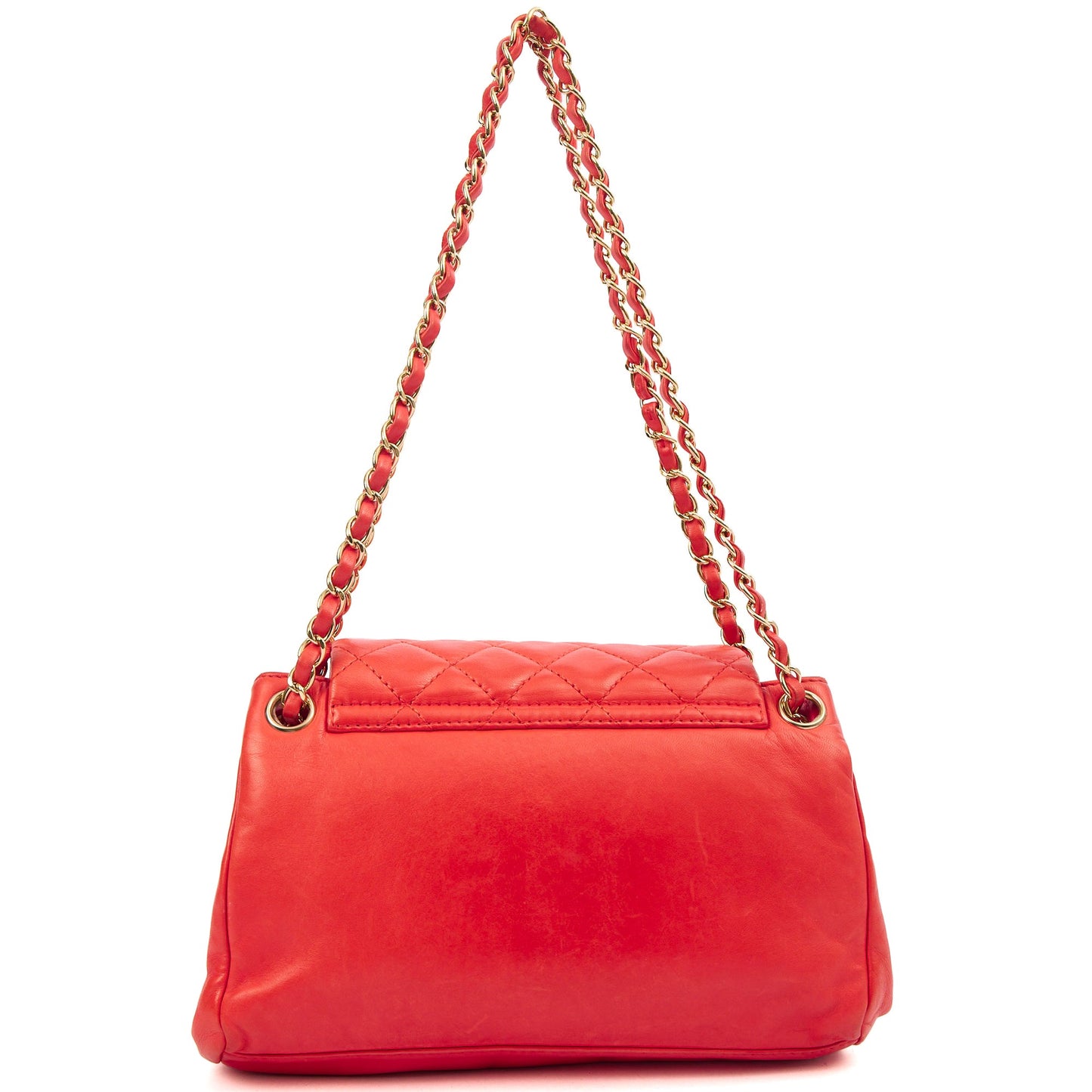 Chanel Shoulder Bag Reissue Accordion Flap in Red, Lambskin Leather — Detail View