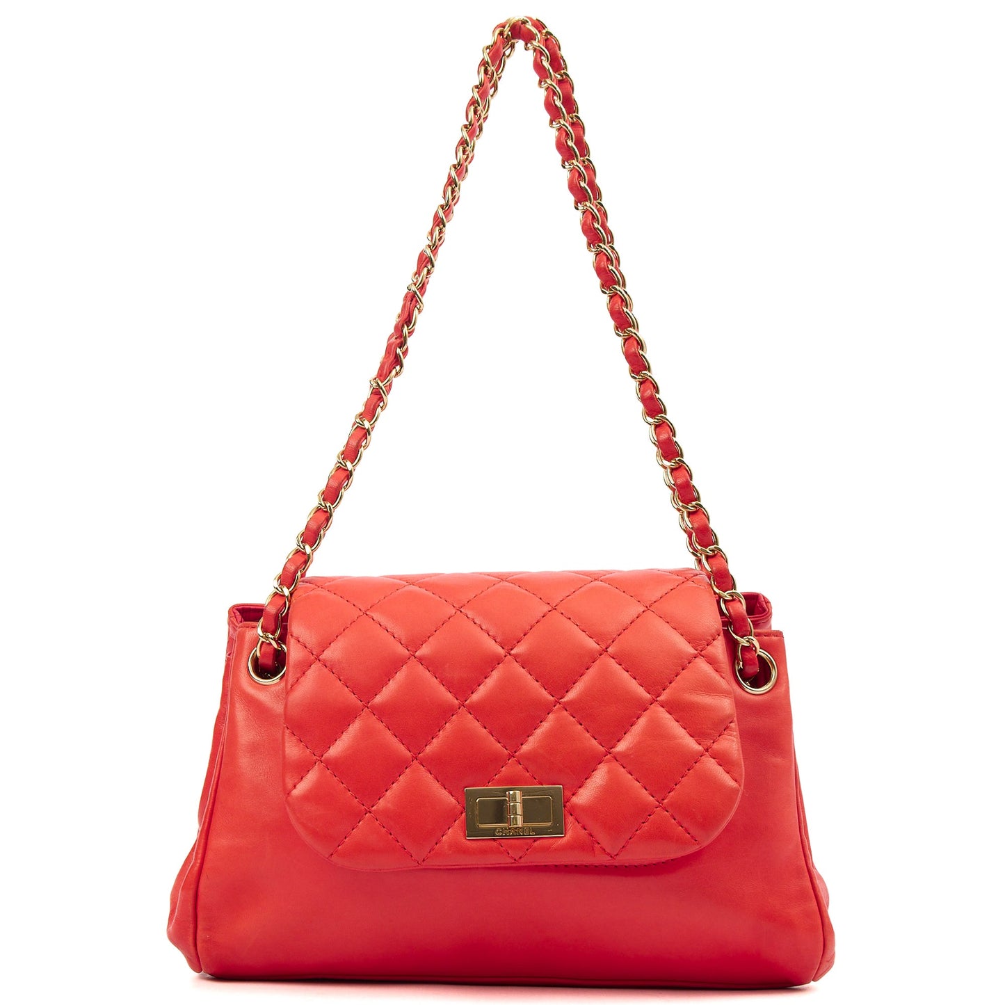 Chanel Shoulder Bag Reissue Accordion Flap in Red, Lambskin Leather — Back View