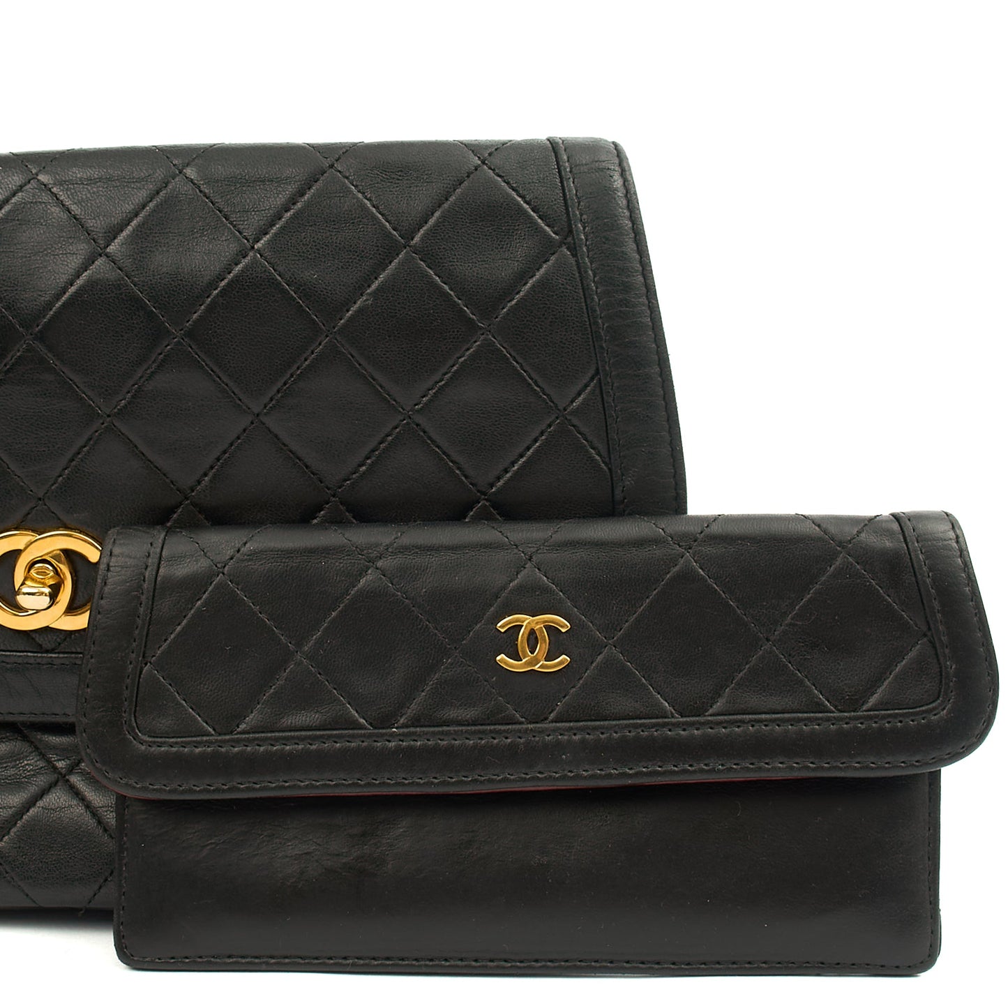 Chanel Shoulder Bag Vintage Flap Bag  in Black, Lambskin Leather — Lifestyle View