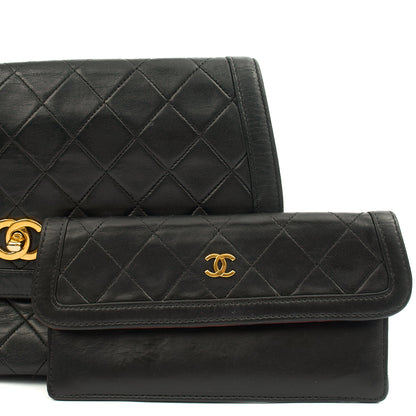 Chanel Shoulder Bag Vintage Flap Bag  in Black, Lambskin Leather — Lifestyle View