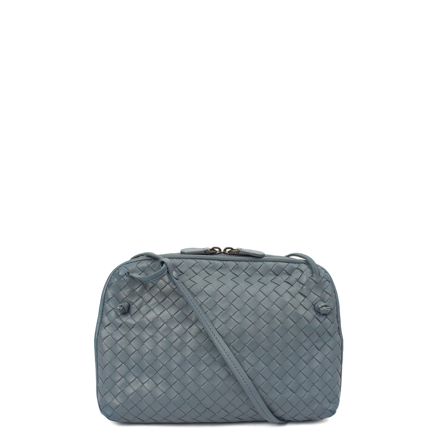 Bottega Veneta Cross Body Intrecciato Crossbody in Black, Intrecciato Nappa — Front View