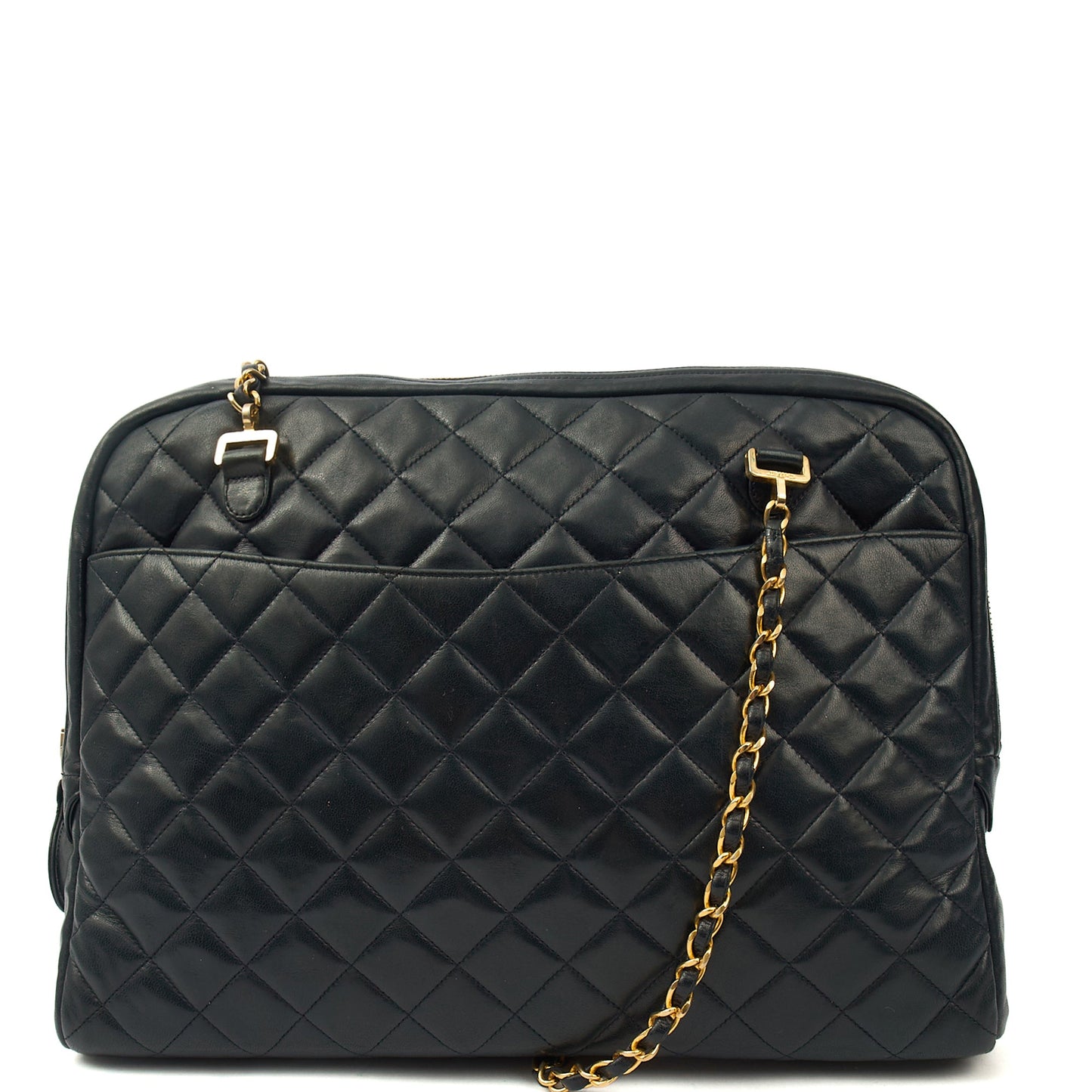 Chanel Tote Vintage Tote in Black, Lambskin Leather — Back View