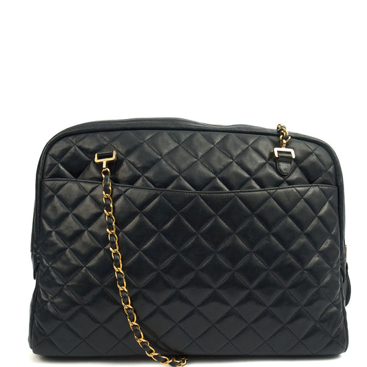 Chanel Tote Vintage Tote in Black, Lambskin Leather — Front View