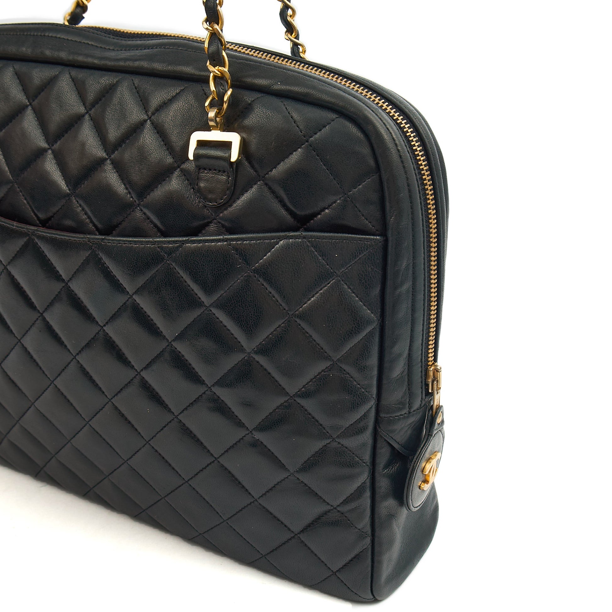 Chanel Tote Vintage Tote in Black, Lambskin Leather — Alternate View 13