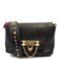 Valentino Shoulder Bag Demilune Shoulder Bag in Black, Calfskin — Front View