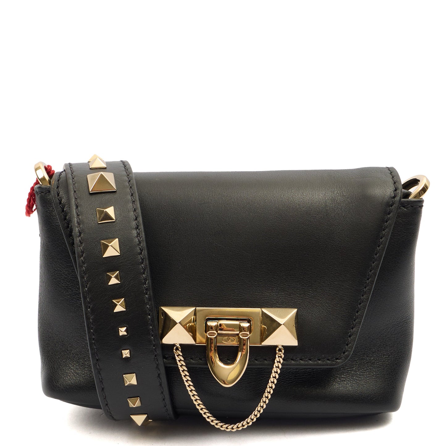 Valentino Shoulder Bag Demilune Shoulder Bag in Black, Calfskin — Front View