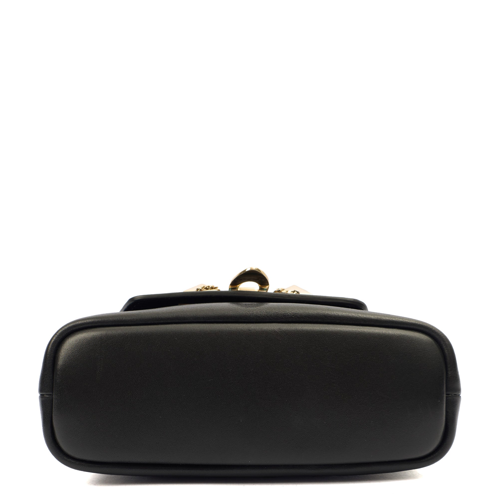 Valentino Shoulder Bag Demilune Shoulder Bag in Black, Calfskin — Top View