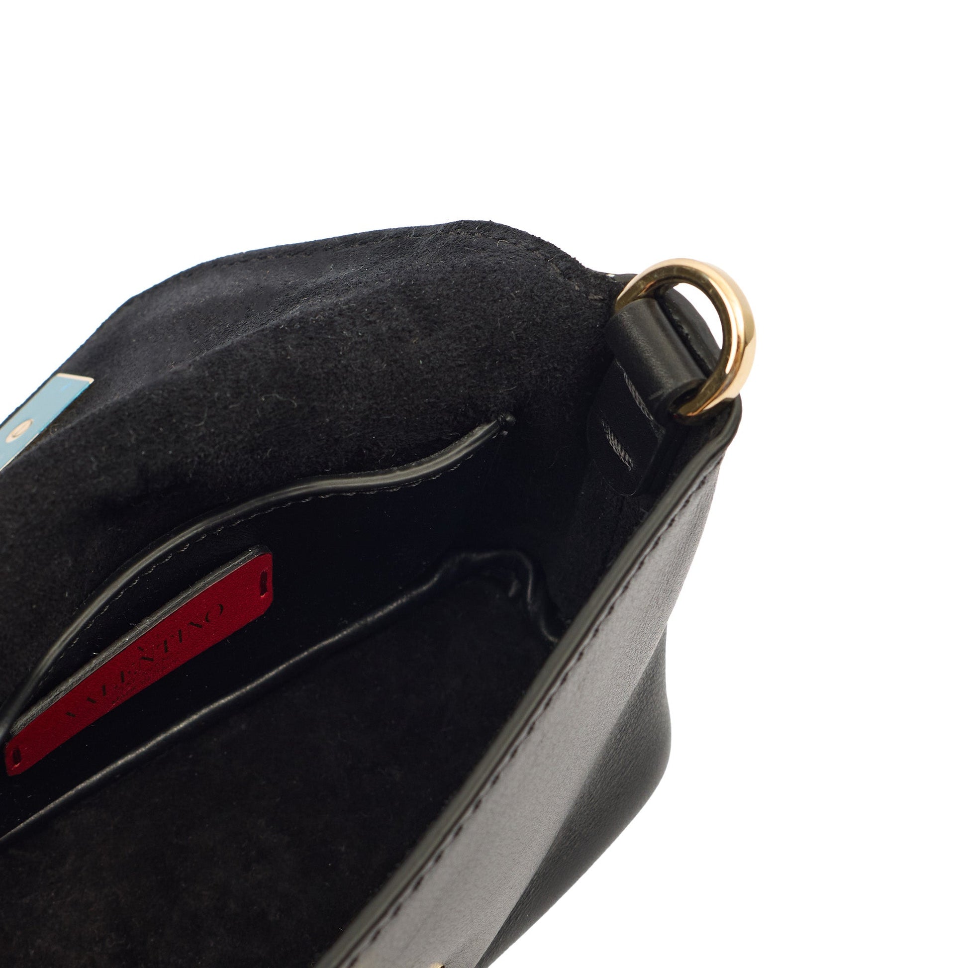 Valentino Shoulder Bag Demilune Shoulder Bag in Black, Calfskin — Detail View