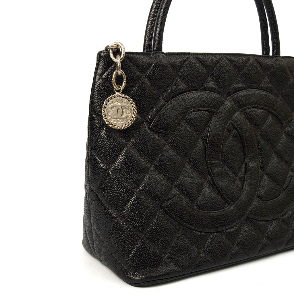 Chanel Tote Medaillon Tote in Black, Caviar Leather — Lifestyle View