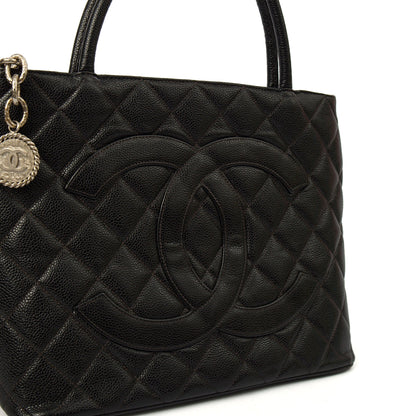 Chanel Tote Medaillon Tote in Black, Caviar Leather — Alternate View 7