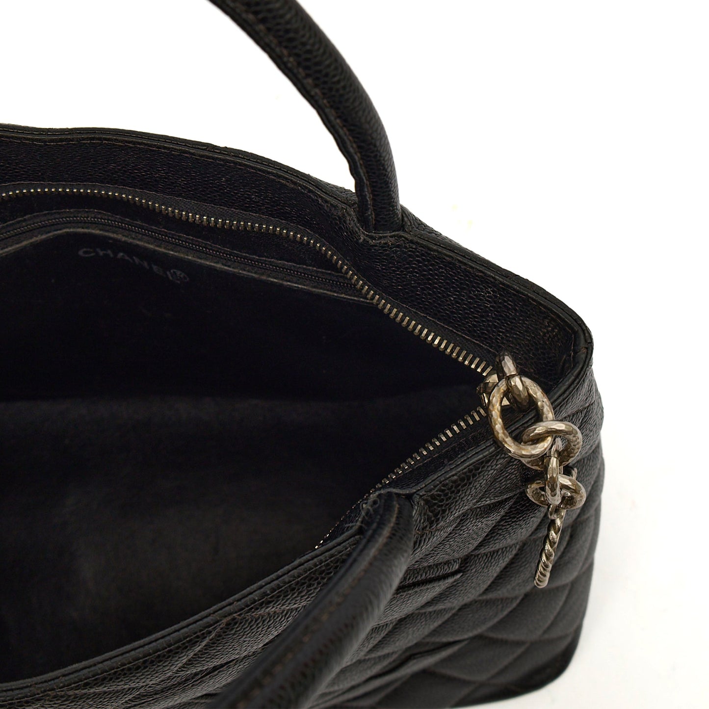 Chanel Tote Medaillon Tote in Black, Caviar Leather — Alternate View 9