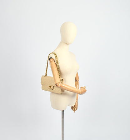 Chanel Shoulder Bag Classic Double Flap - Small in Neutral, Lambskin Leather — Side View