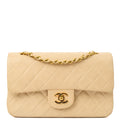 Chanel Shoulder Bag Classic Double Flap - Small in Neutral, Lambskin Leather — Front View